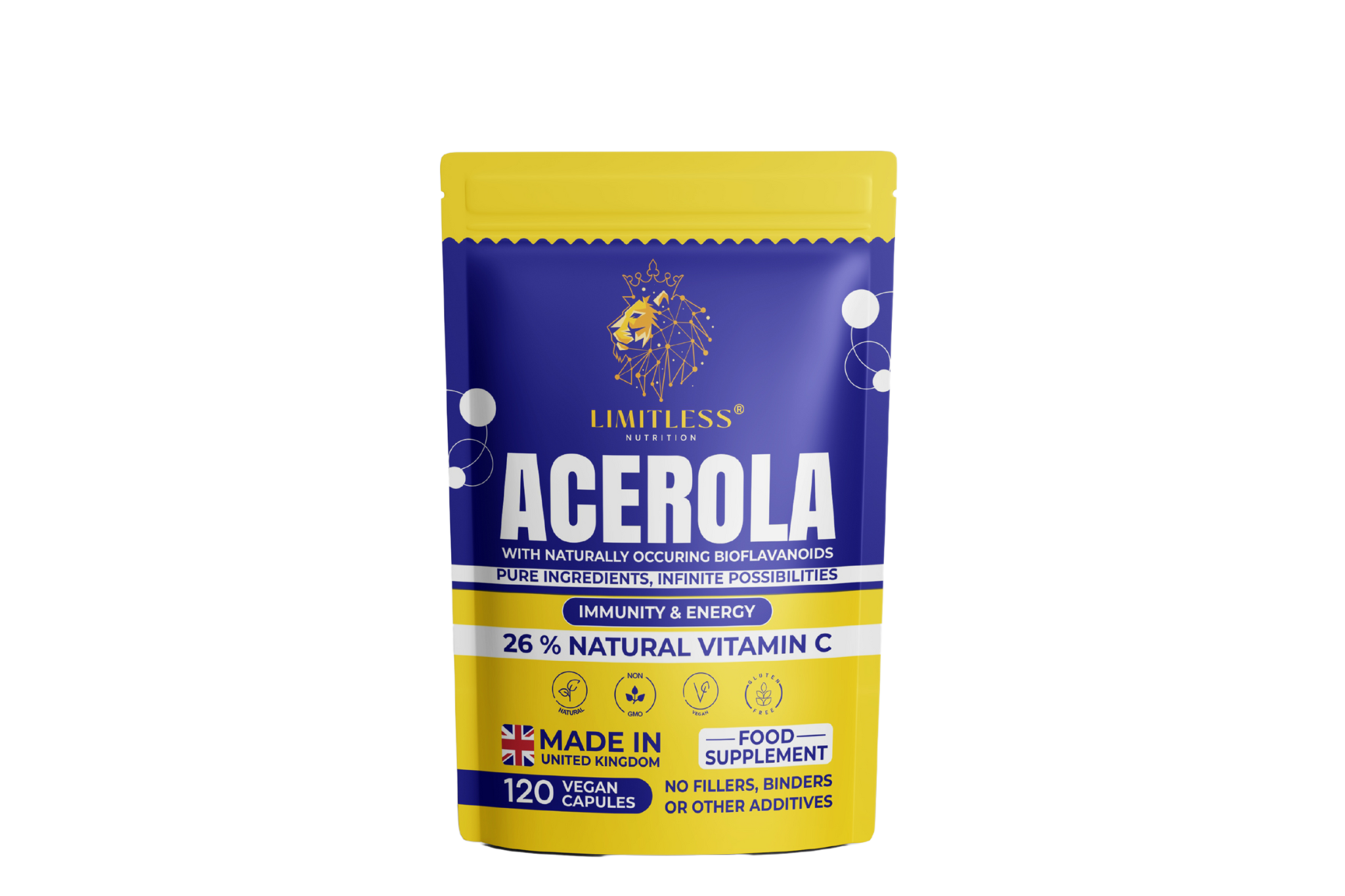 Acerola Cherry Capsules – Natural Wholefood Vitamin C – Immune Support - 120 Capsules