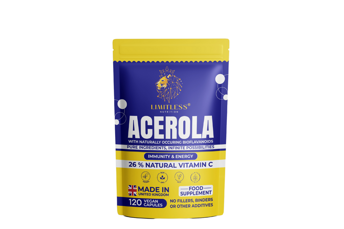 Acerola Cherry Capsules – Natural Wholefood Vitamin C – Immune Support - 120 Capsules